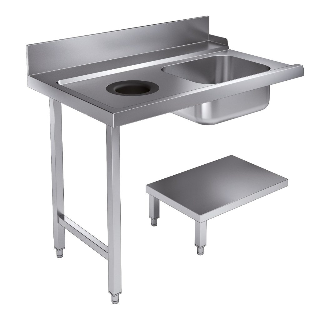 Indføringsbord med hylde og affaldshul Combisteel 7106.0015