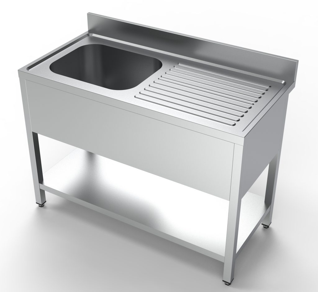 Vaskebord Combisteel 7333.0800 med hylde og vask til venstre