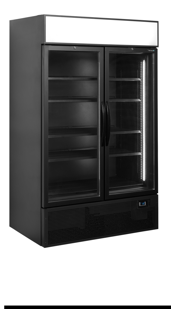 Sort 2-dørs displaykøler med lystop Tefcold FSC1200H BLACK