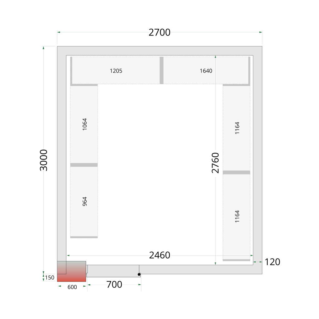 Kølerumspaneler 80 mm Tefcold CR 270x300x212 NF