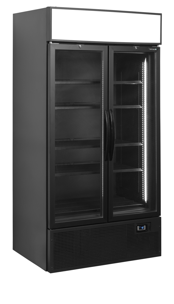 Sort 2-dørs displaykøler med lystop Tefcold FSC1000H BLACK