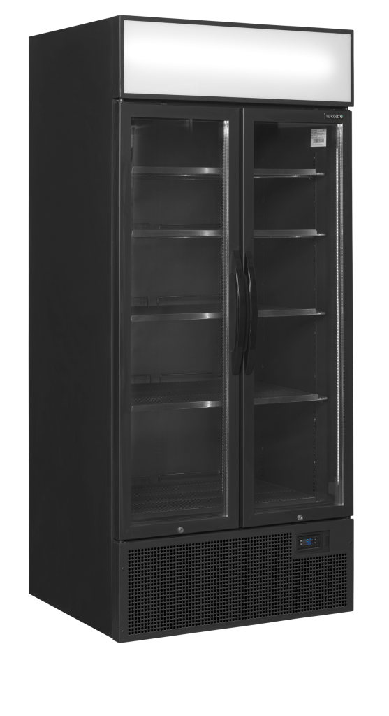Sort 2-dørs displaykøler med lystop Tefcold FSC891H Black